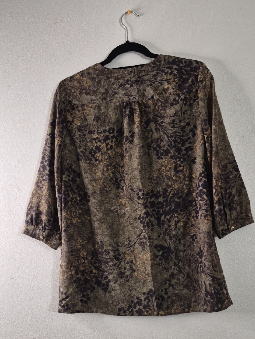 Banana Republic Olive & Black Printed Blouse with Tan Accents - Picture 2 of 7